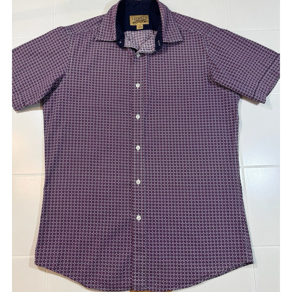 Cremieux Classics Men size M Casual Button Down Patterned Purple With Collar